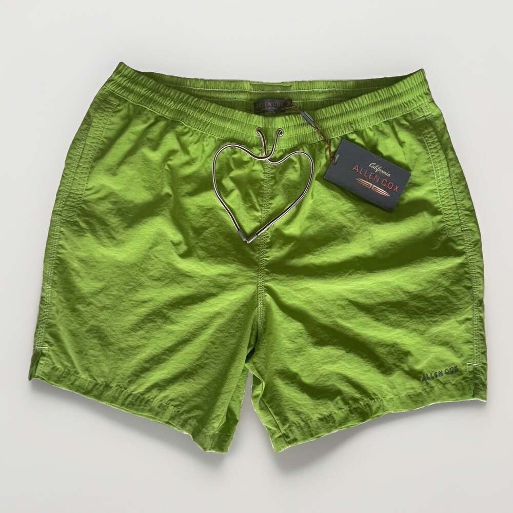 New Allen Cox Mens L Lined Swim Trunks Green Coastal Beach Resort Made in Italy